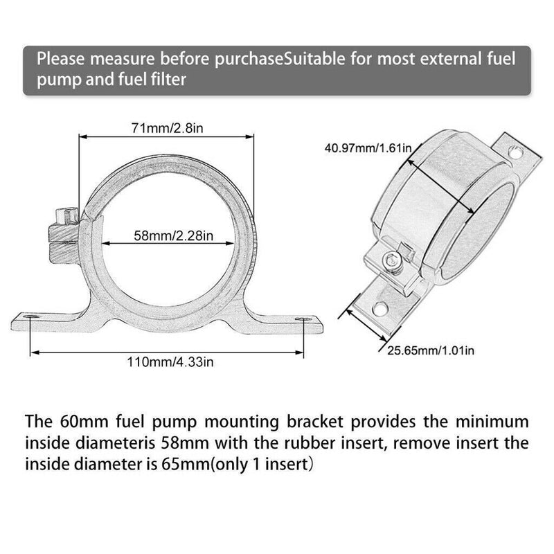 58MM Fuel Pump Single Mount Bracket External Filter Clamp Cradle