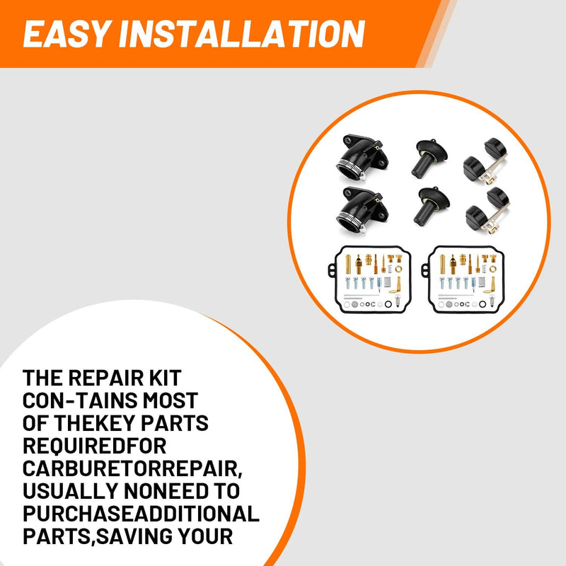 Carburetor Rebuild Kit with Intake Manifolds Boots for Yamaha V Star 650 XVS650