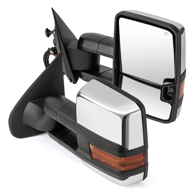Manual Folding Heated Signal LED Tow Mirrors for 2014-2018 Silverado Sierra