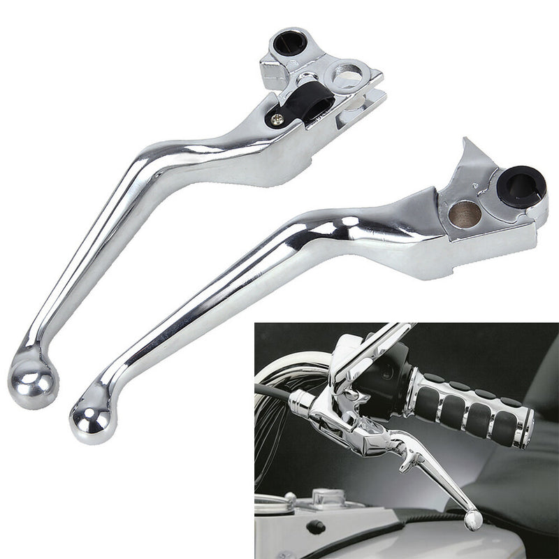 Chrome Hand Levers Clutch Brake for Harley Sportster Softail Dyna Touring Pair