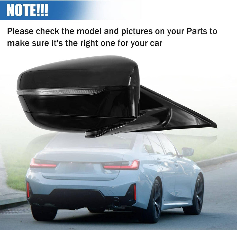 Passenger Right Mirror with Blind Spot for BMW 320i 330i 330e 2019-2023 Black