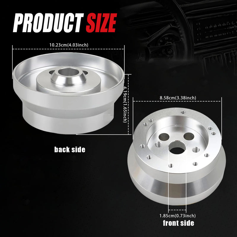 Steering Wheel Hub Adapter 5 & 6 Hole Polished Silver for GM Chevy Aluminum