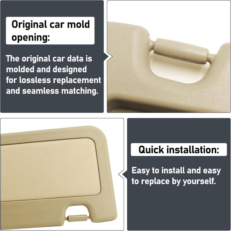 Beige Sun Visor Left Right Kit for 2006-2011 Honda Civic 2 Pieces