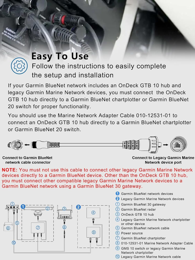 010-12531-01 Marine Network Adapter Cable for Garmin Panoptix LiveScope GC 200