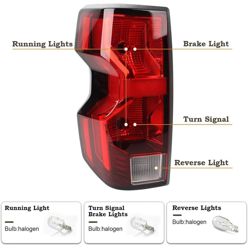 Halogen Tail Lights Driver Passenger with Bulb for Chevy Colorado 2023 2024