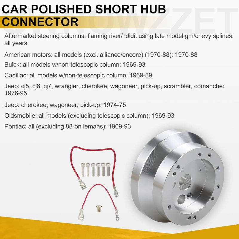 5 & 6 Hole Steering Wheel Polished Short Hub Adapter Ididit for GM
