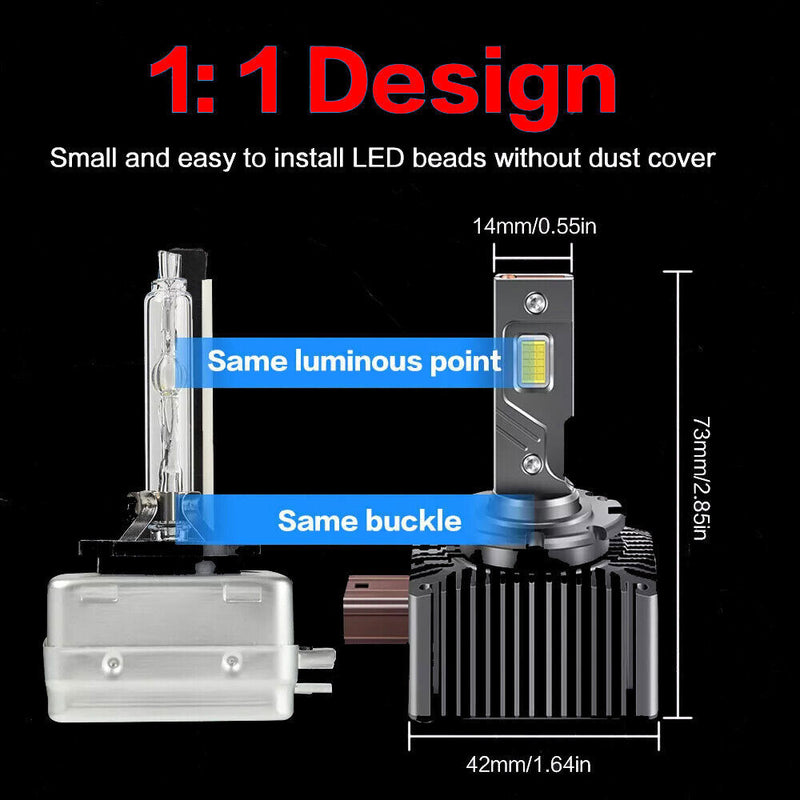 D1S D1R LED Headlight Bulbs 240W 6000K Super White HID Xenon Conversion Kit Set