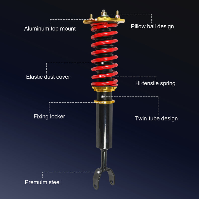 Front Rear Coilovers Struts Kit Adj Height for 1992-2001 Honda Prelude 4PCS
