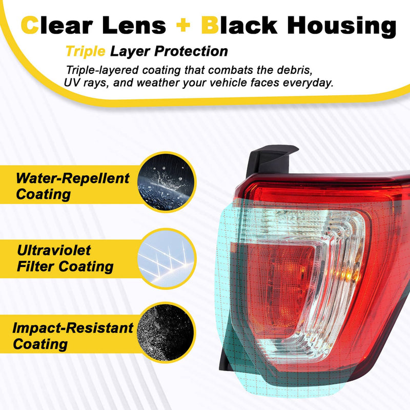 DURAFORCE LED Tail Light Brake Lamp Passenger Right Side for Ford Explorer 2016 2017-2019