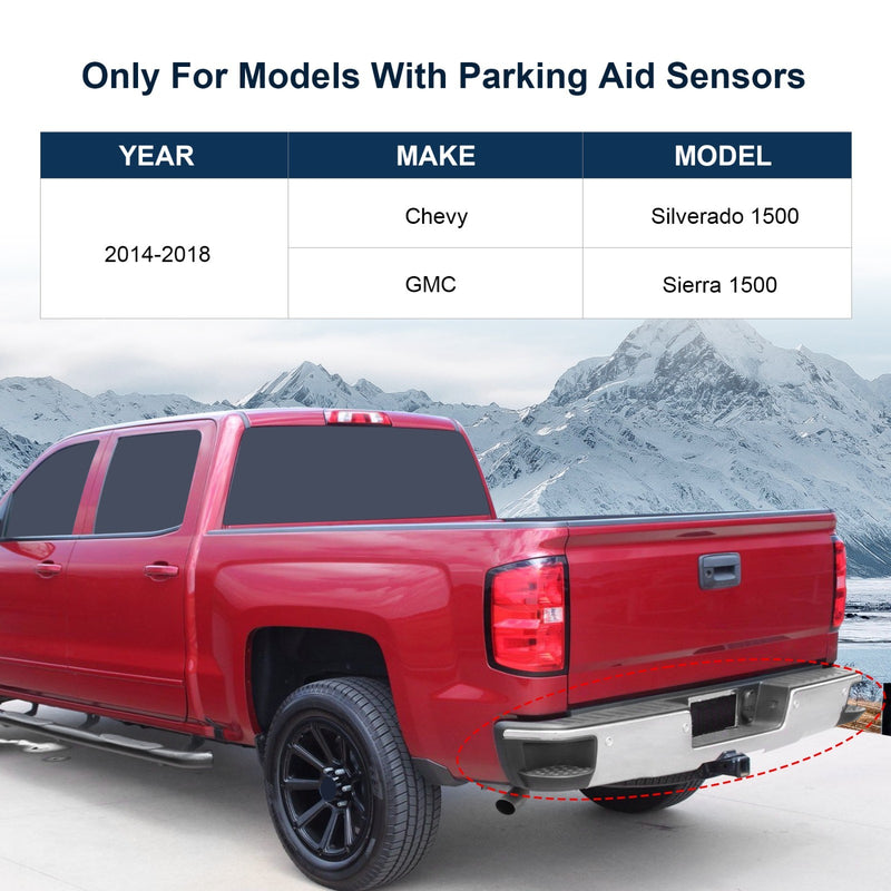 Chrome Rear Bumper Sensor Holes for Chevy Silverado GMC Sierra 1500 2014-2018