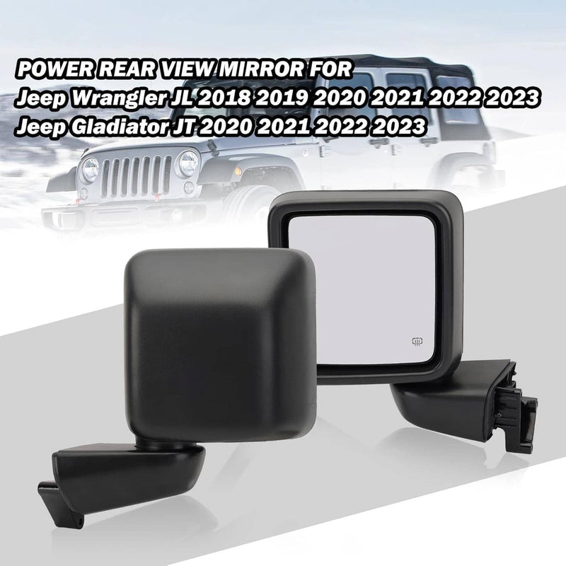 Pair Left Right Power Heated Mirror for Jeep Gladiator Wrangler JL