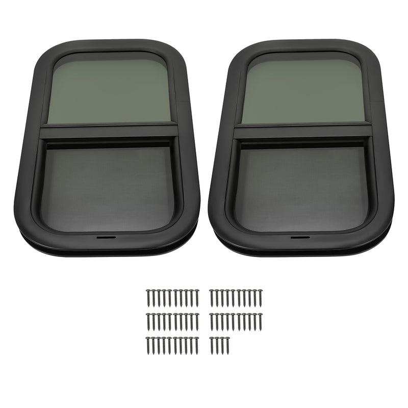 2 Pack 12"L x 22"W Vertical Sliding RV Window Cargo Trailer with Trim Kit