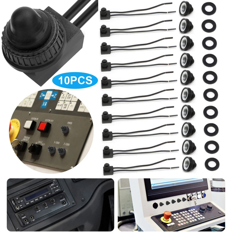 10pcs 12V-48V Wire Leads Waterproof On-Off Push Button Switch for Motorcycle Car