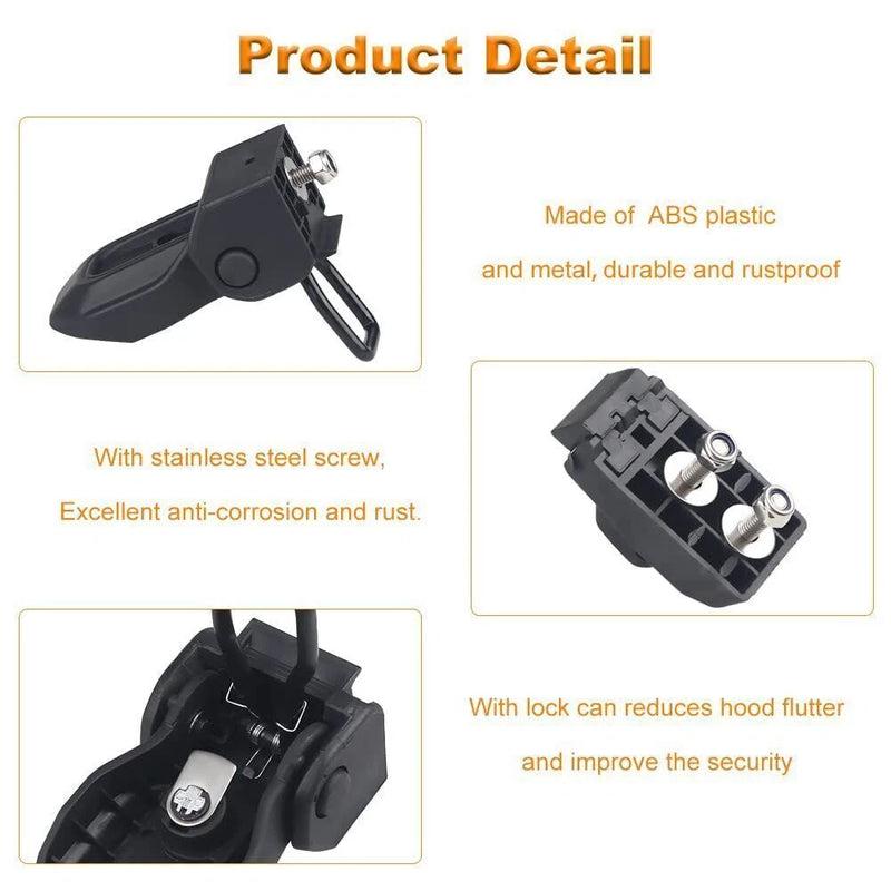 For 2018-2023 Jeep Wrangler JL JLU Hood Lock Catch Bracket Latches Buckle Kit
