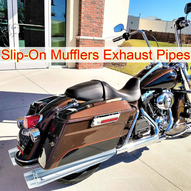 4" Slip On Mufflers Exhaust Pipes for Harley Touring Bagger 1995-2016 Chrome