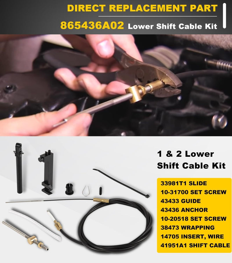Transom Seal Bellow Kit & Lower Shift Cable for Quicksilver Mercruiser Alpha One