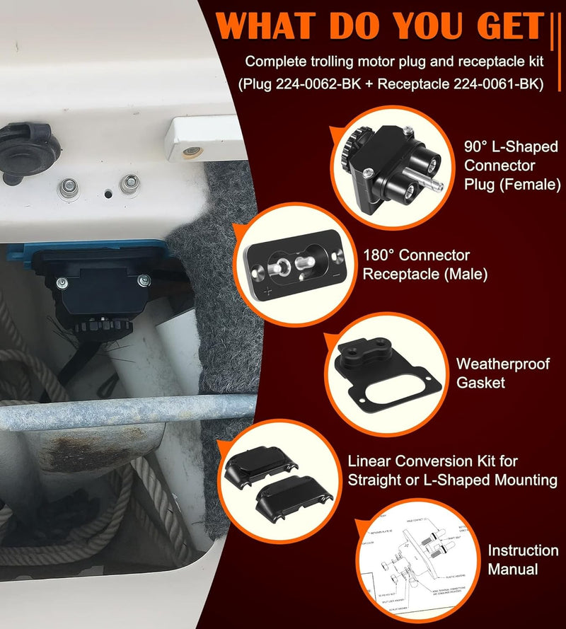 027-0004-Kit Trolling Motor Plug Receptacle Parts Kit for Marine 12-48V DC