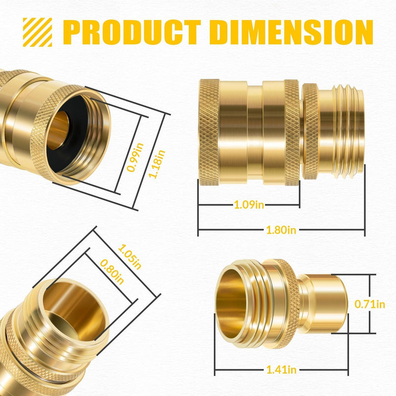 Brass Hose Quick Disconnect Set 3/4 GHT for Dramm 22729 Male Female
