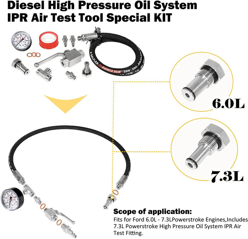 6.0L High Pressure Oil System IPR Air Test Tool for Ford Powerstroke 7.3L
