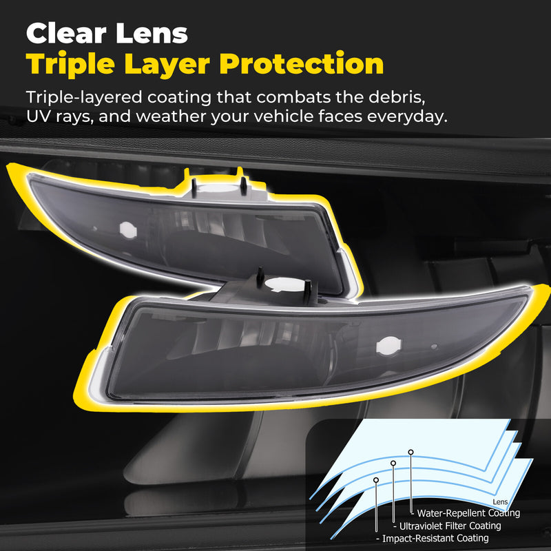 Black Turn Signal Bumper Parking Lamps for Chevy Camaro 1993-2002
