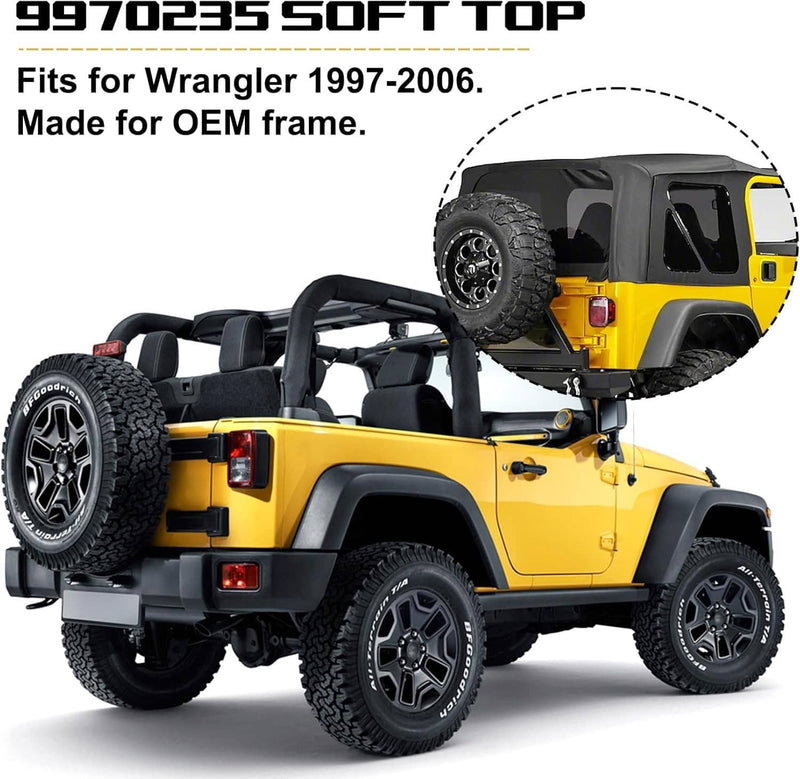4Pcs Jeep Wrangler TJ Premium Rear Soft Top Upper Skins for 1997-2006 Jeep