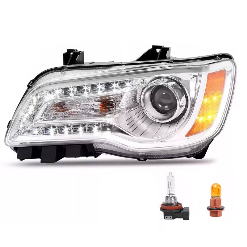 DURAFORCE Chrome Bezel LED DRL Headlight Headlamp Driver Side for Chrysler 300 2011-2023