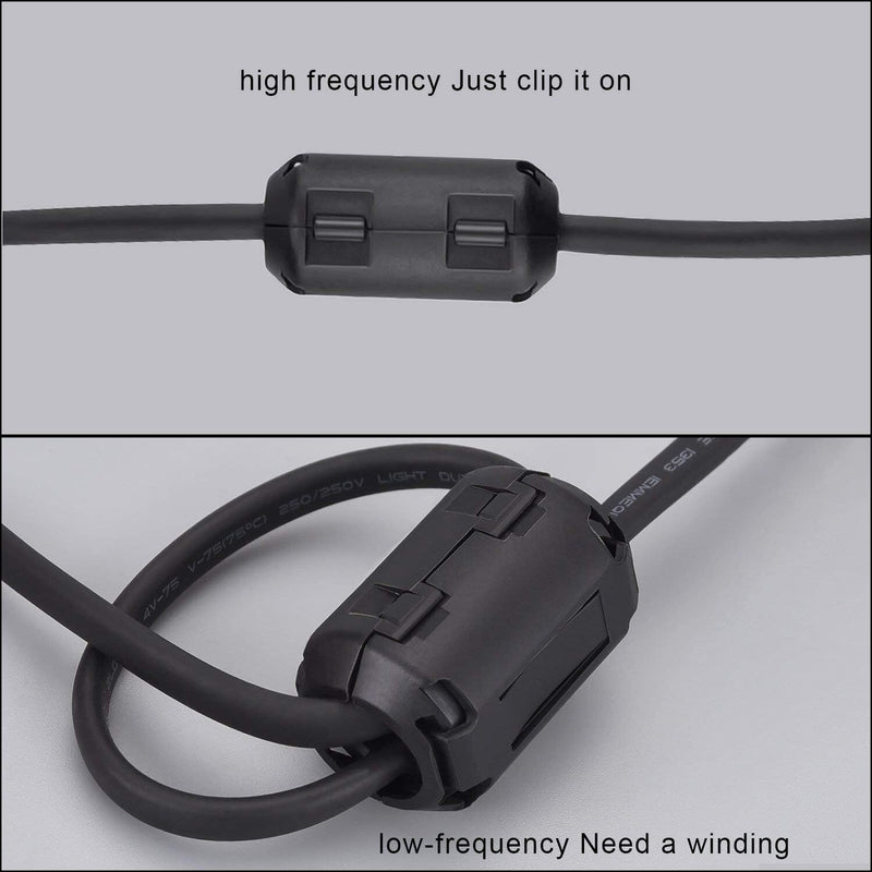Ferrite Bead Clamp Choke Coil RFI EMI Noise Filter Cable Clip 10 PCs