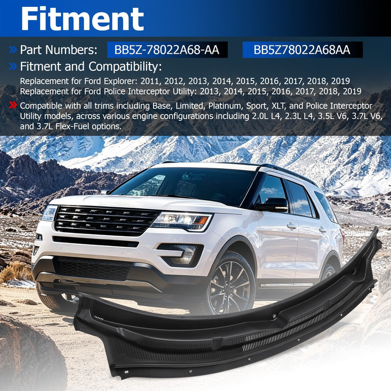 BB5Z78022A68A Windshield Cowl Grille Wiper Panel for Ford Explorer 2011-2019