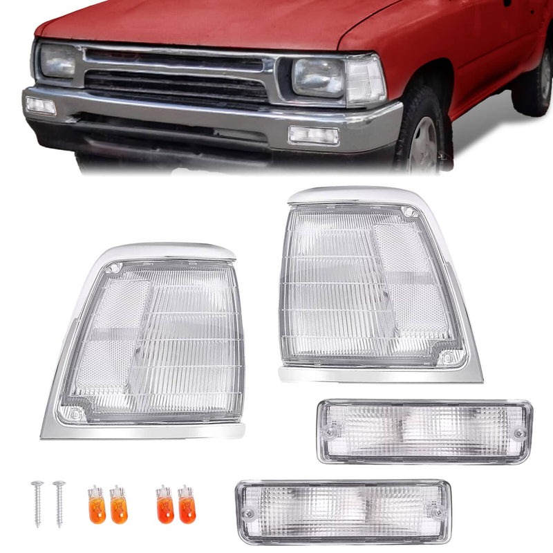 DURAFORCE Clear Corner Lights Bumper Signal Lights for Toyota Pickup 1992-1995 2WD