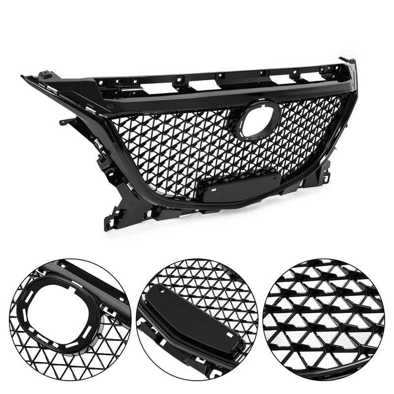DURAFORCE 15 Honeycomb Upper Grille Bumper Assembly Set for Mazda 3 Axela 2014-2016 Black