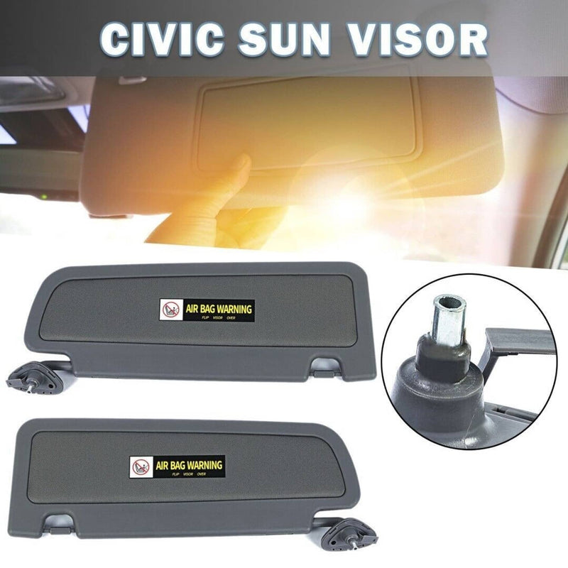 Dark Gray Sun Visor Pair for Honda Civic Left & Right Set of 2