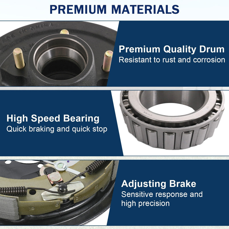 6 on 5.5" Hub Drum Kits with 12" x 2" Self-Adjusting Electric Brake