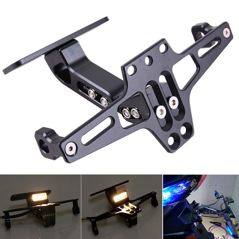 License Plate Holder Bracket LED Tail Light for Motorcycle CNC Fender Eliminator