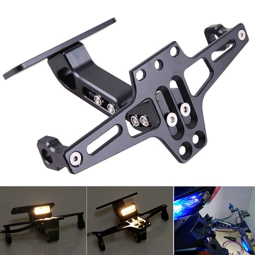 DURAFORCE License Plate Holder Bracket LED Tail Light for Motorcycle CNC Fender Eliminator
