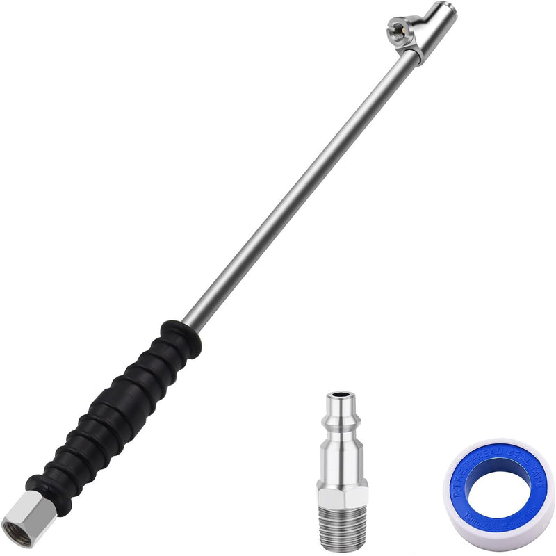 9 Inch Extended Reach Dual Head Air Chuck 2 Way Connection 1/4 FNPT Straight Loc