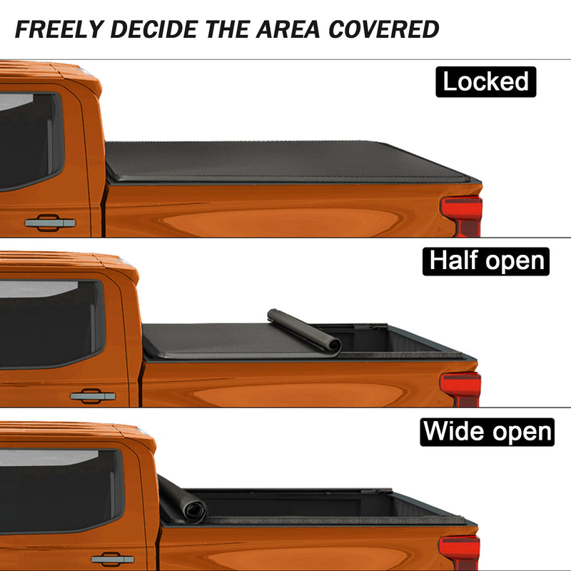 8FT Roll Up Truck Bed Tonneau Cover for 1988-2007 Chevy Silverado GMC Sierra
