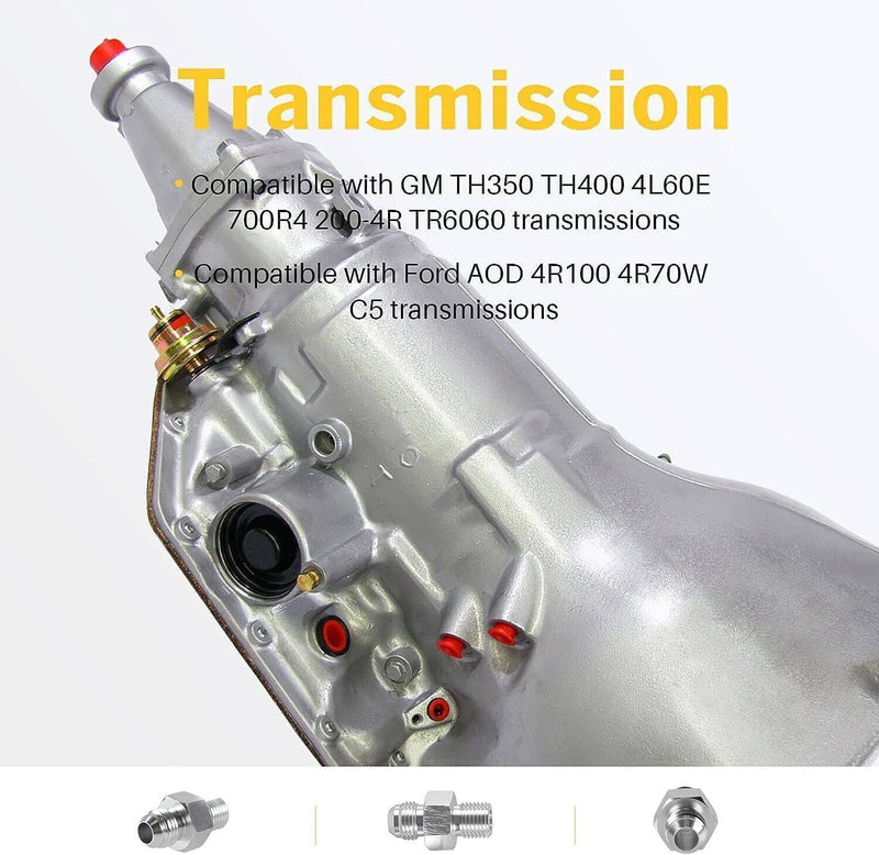 6AN Flare to 1/4" NPSM Transmission Adapter Fittings for TH350 TH400 700R4 2Pcs