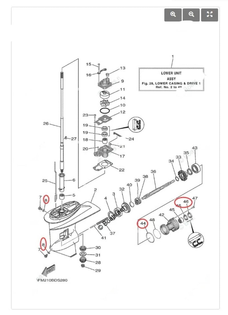 DURAFORCE 93101-20M07 Lower Unit Seal Kit for Yamaha 20 25 30 HP Outboard 90430-08003