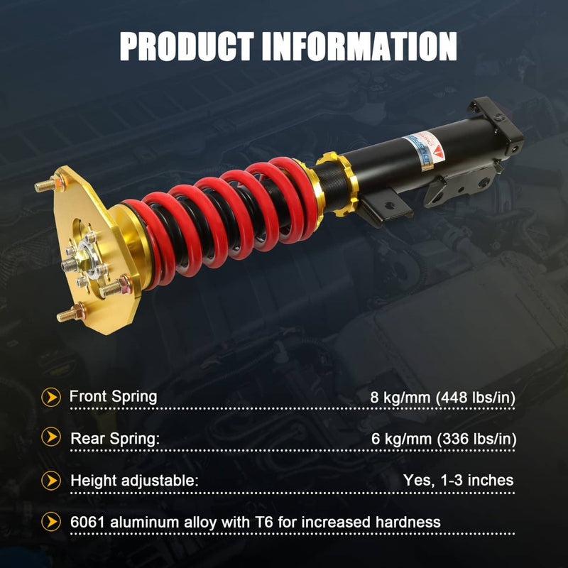 Full Coilovers for 2000-2005 Mitsubishi Eclipse 3rd-Gen D53A D52A Adj Height