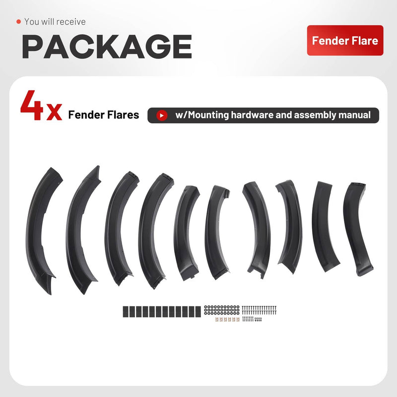 DURAFORCE Textured Black Front Rear Fender Flares Set for Dodge Ram 2500 3500 2010-2018