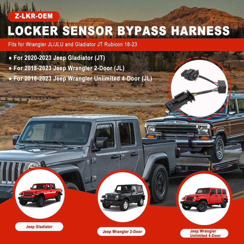 Z-LKR-OEM Locker Sensor Bypass Harness for Jeep Wrangler JL JLU JT 2018-2023