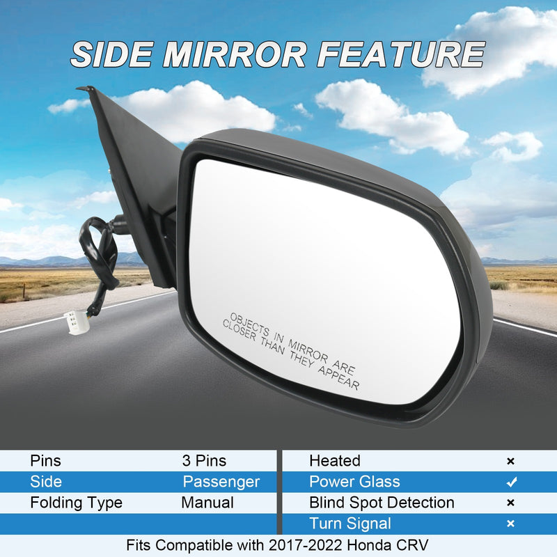 Passenger Side Power Textured Mirror for Honda CR-V 2017-2022 Built Model
