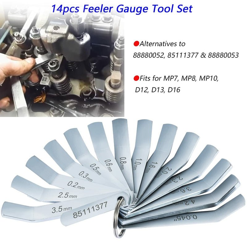 Feeler Gauge Jake Brake Tool Set 88880053 88880052 85111377 for Volvo Mack 14PCS