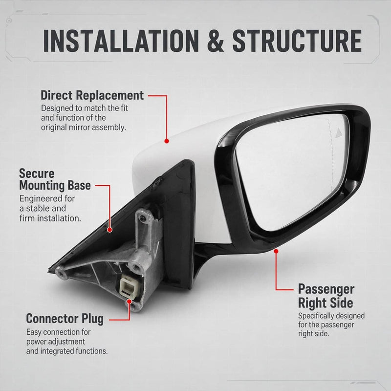320i 330i 330e Passenger Side Mirror w/Blind Spot for BMW 2019-2023