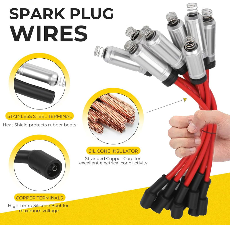Round Ignition Coil Spark Plug Set for Chevy Silverado GMC LS1 LS3 4.8 5.3 6.0L