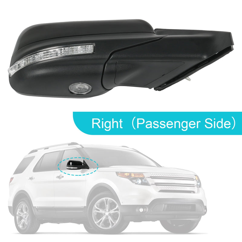 Side Mirror w/ Blind Spot Puddle Lamp Passenger for Ford Explorer 2016-2019