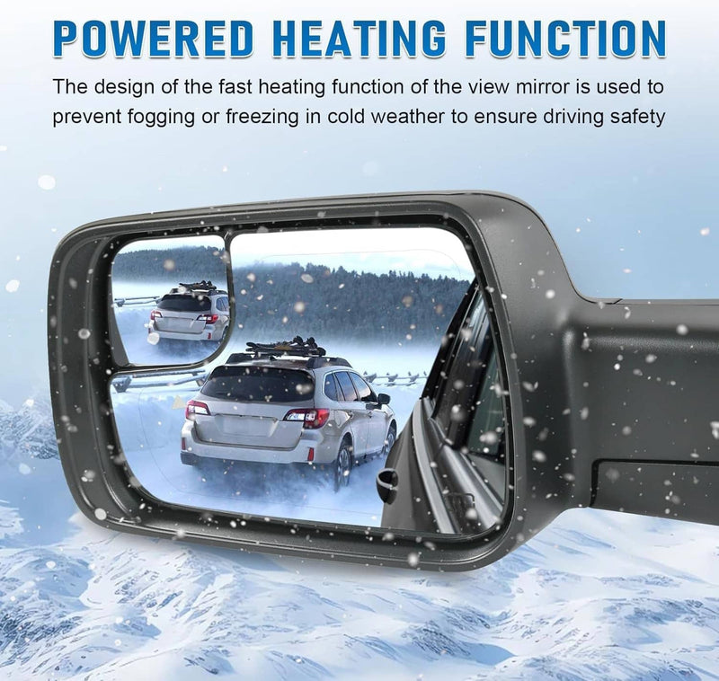 Left Side Power Fold Heated Mirror LED Signal BSD for 2019-2024 Dodge Ram 1500