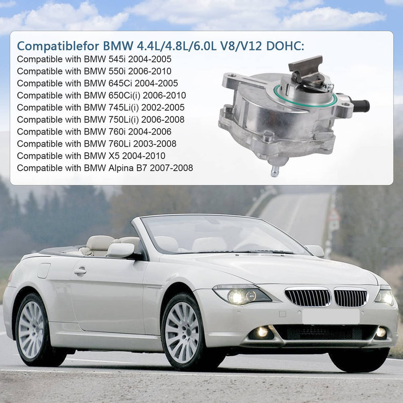 Brake Vacuum Pump for BMW 645Ci 650i 745Li 750i 760i E63 E64 E65 E66 E70 X5 4.8L