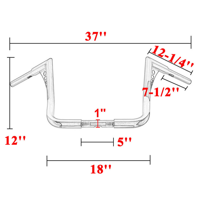 DNA 12" Monkey Bagger Meathook Bar Handlebar for Harley Electra Street Glide FLH