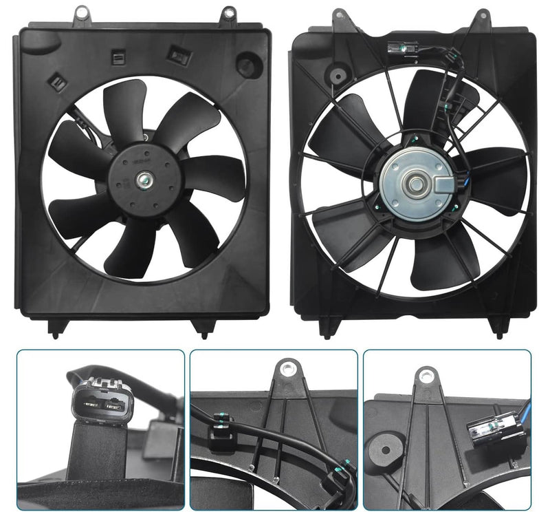 2Pcs Radiator Cooling Fans AC Condenser Fan Kit for Honda CR-V 2.4L 2012-2016